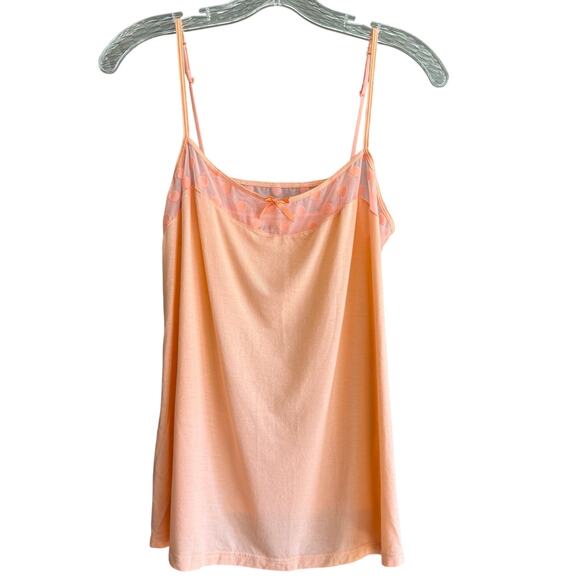 GapBody Peach Cami Mesh Polka Dot Trim Modal Lounge Top Soft Girl Women's Large - Picture 1 of 7